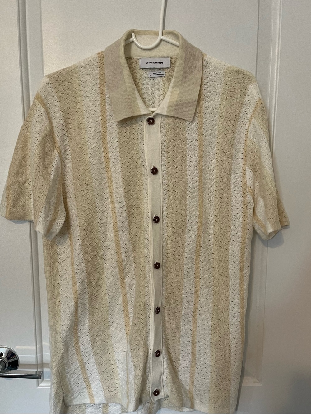 Urban Outfitters Cream & Beige Striped Short-Sleeve Button-Down